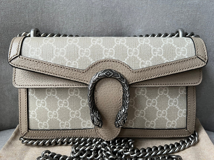 Gucci Dionysus GG Small Shoulder Bag in White and Beige Canvas (RRP £2,130)