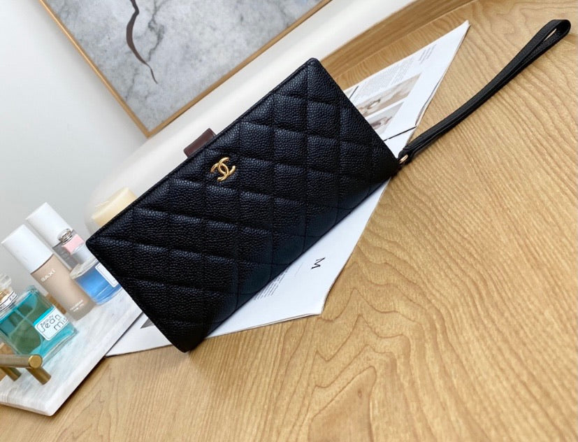 Top Quality Chanel leather black wallet