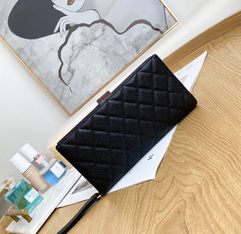 Top Quality Chanel leather black wallet