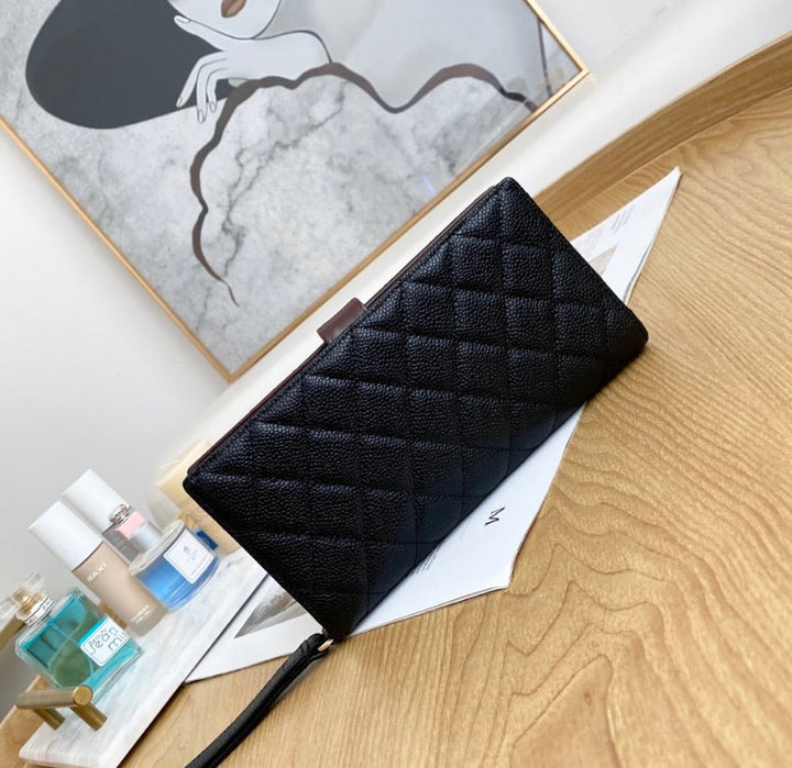 Top Quality Chanel leather black wallet