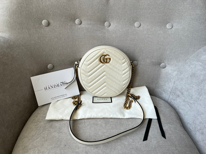 Gucci GG Round White Marmont Small Shoulder Bag (RRP £1,160)