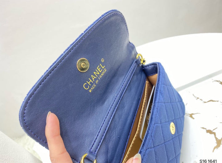Blue suede Top Quality Chanel woman handbag