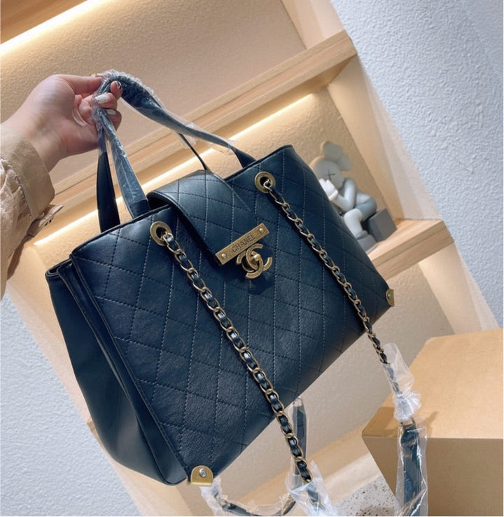 Black leather Top Quality Chanel woman handbag