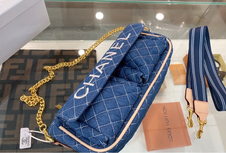 Blue denim Top Quality Chanel woman handbag