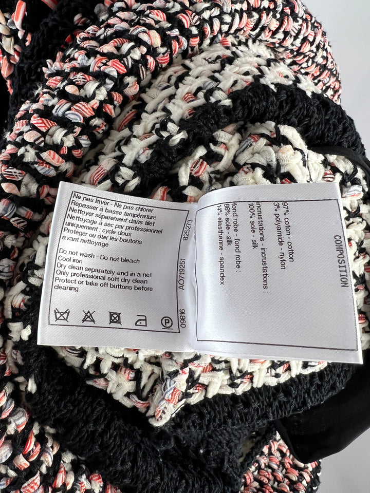 Top Quality Chanel Tweed Multi-Colour Open-Knit Dress with Front Pocket Detailing FR 34 (UK 6)
