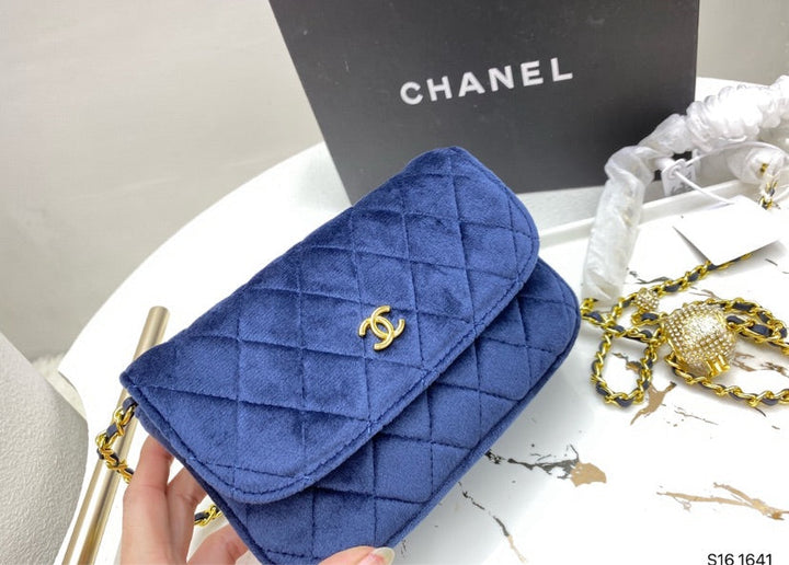 Blue suede Top Quality Chanel woman handbag
