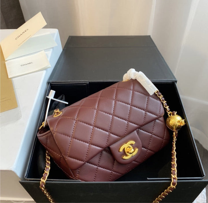 Burgundy Top Quality Chanel woman handbag