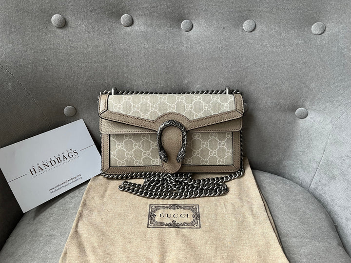 Gucci Dionysus GG Small Shoulder Bag in White and Beige Canvas (RRP £2,130)