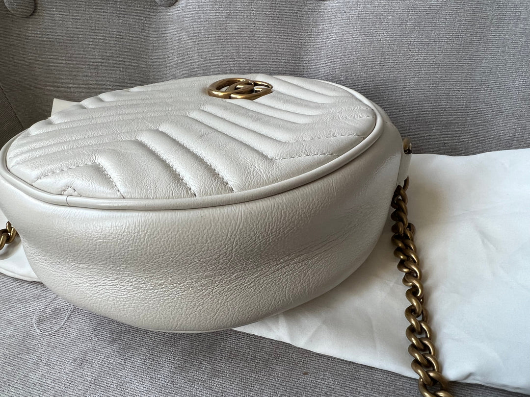 Gucci GG Round White Marmont Small Shoulder Bag (RRP £1,160)