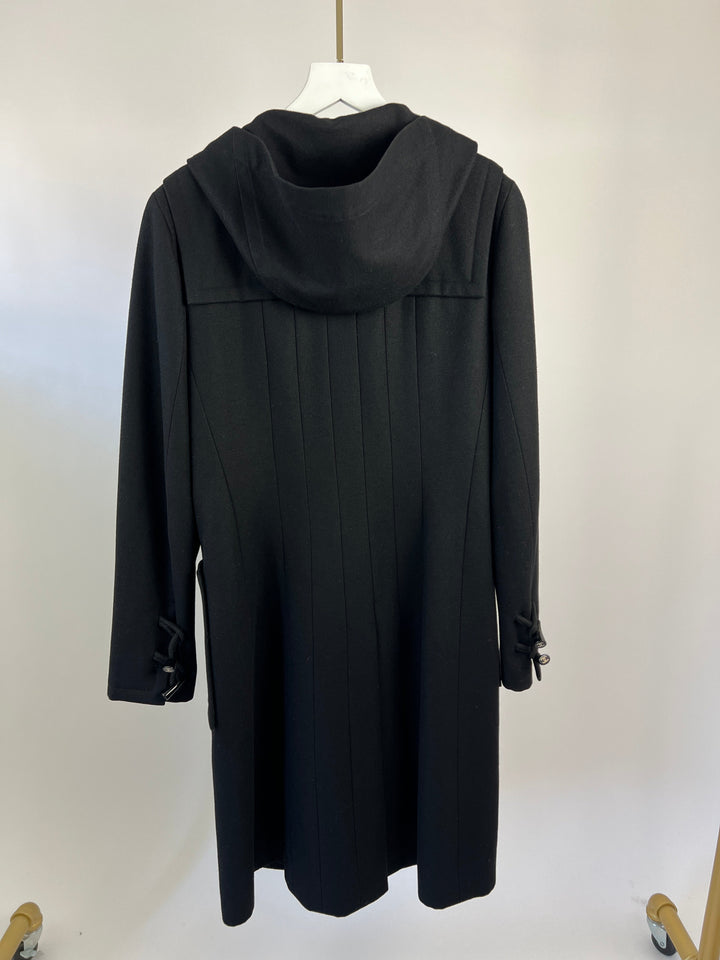 Top Quality Chanel Black Hooded Longline Wool Coat with Toggle Fasten Detail  FR 42 (UK 10)