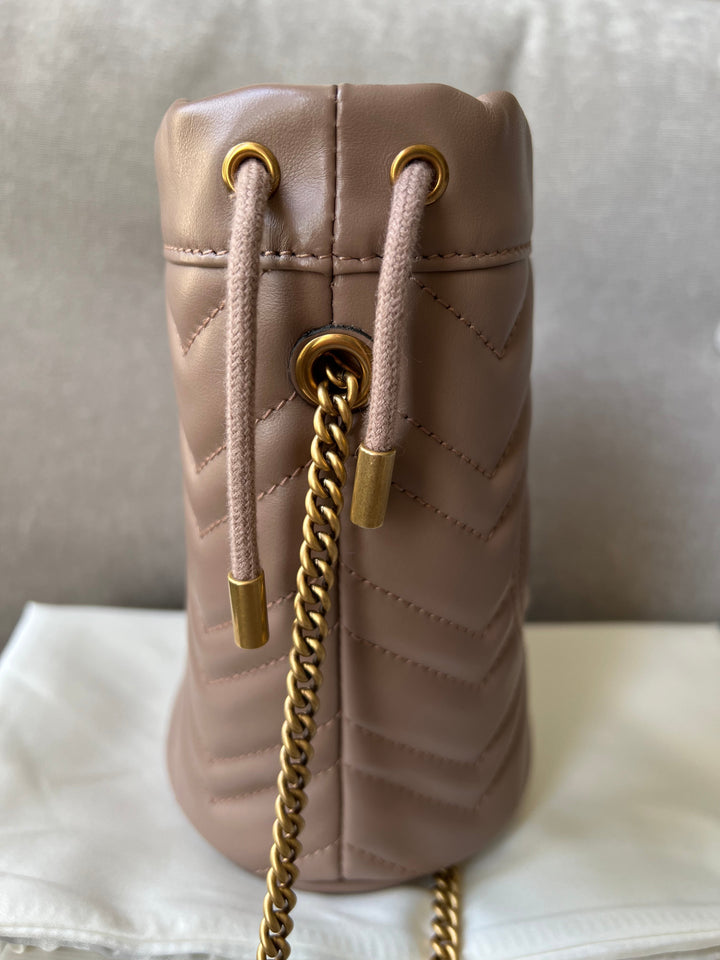 Gucci GG Dusty Pink Marmont GG Mini Bucket Bag (RRP £825)