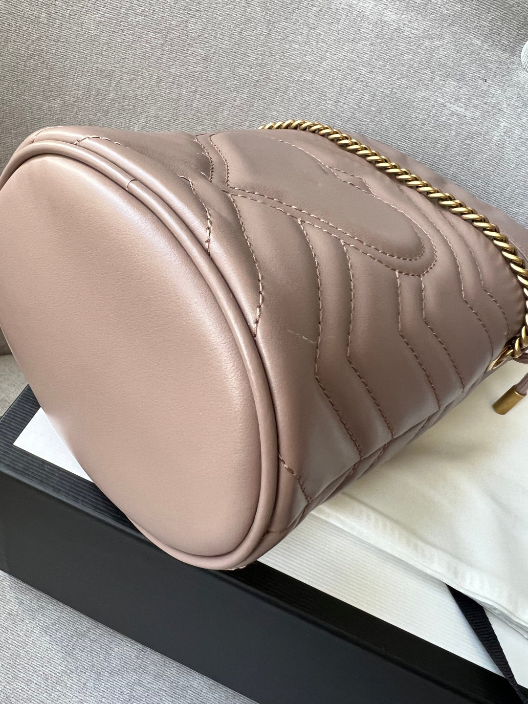 Gucci GG Dusty Pink Marmont GG Mini Bucket Bag (RRP £825)