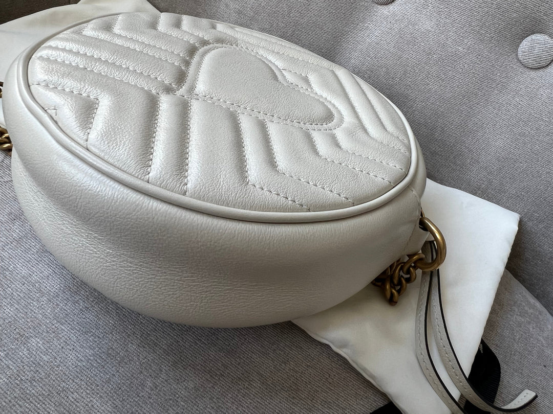 Gucci GG Round White Marmont Small Shoulder Bag (RRP £1,160)