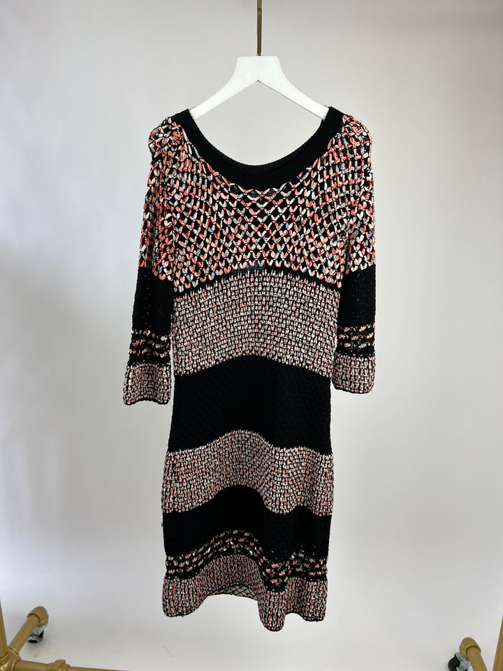 Top Quality Chanel Tweed Multi-Colour Open-Knit Dress with Front Pocket Detailing FR 34 (UK 6)