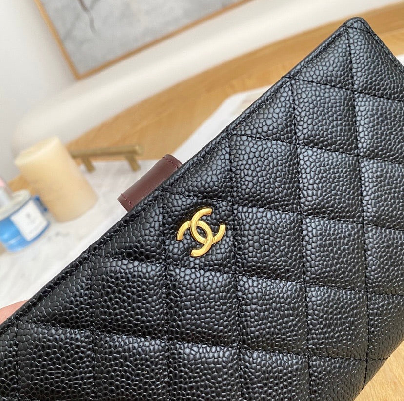 Top Quality Chanel leather black wallet