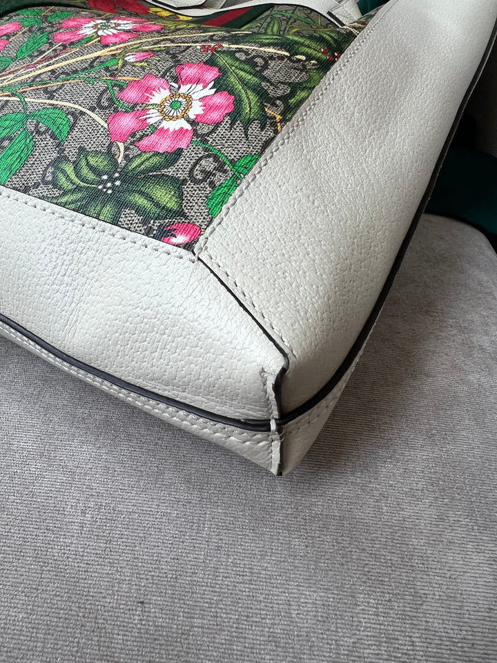 Gucci White Monogram Canvas Flora Large Ophidia Shopping Tote (RRP £1,250)