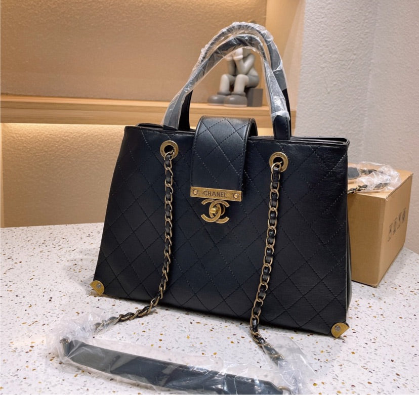 Black leather Top Quality Chanel woman handbag