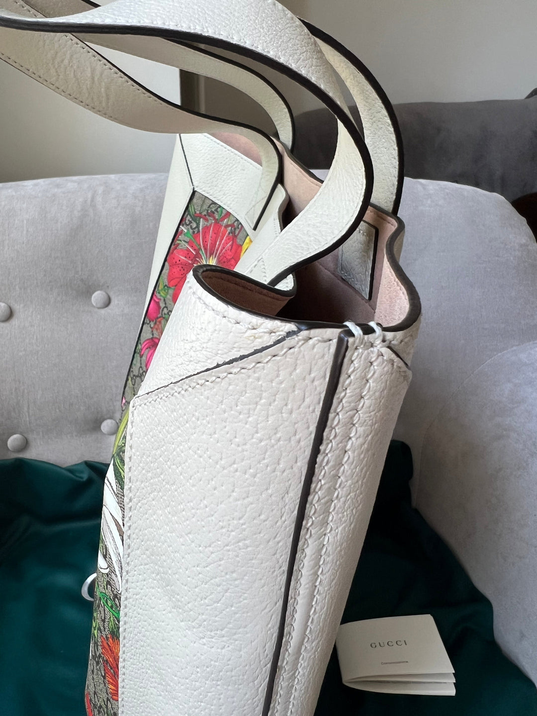 Gucci White Monogram Canvas Flora Large Ophidia Shopping Tote (RRP £1,250)