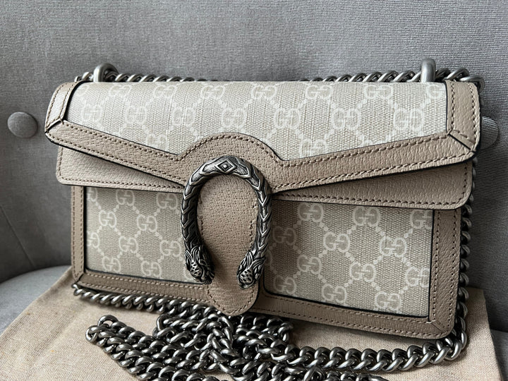 Gucci Dionysus GG Small Shoulder Bag in White and Beige Canvas (RRP £2,130)