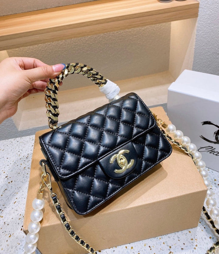 Black leather Top Quality Chanel handbag