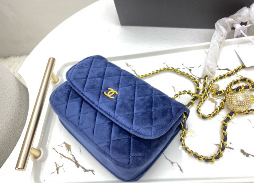 Blue suede Top Quality Chanel woman handbag
