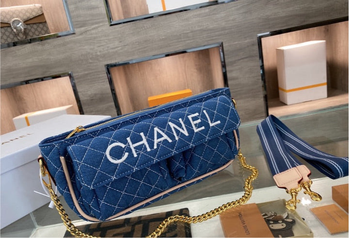 Blue denim Top Quality Chanel woman handbag