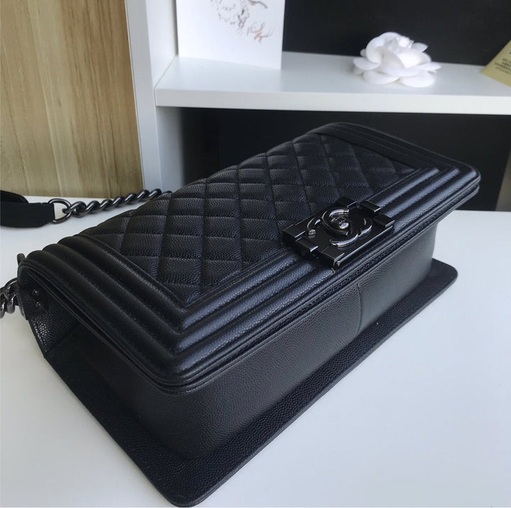 Black leather All black Top Quality Chanel handbag