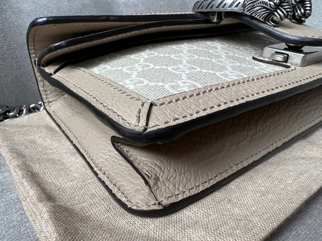 Gucci Dionysus GG Small Shoulder Bag in White and Beige Canvas (RRP £2,130)