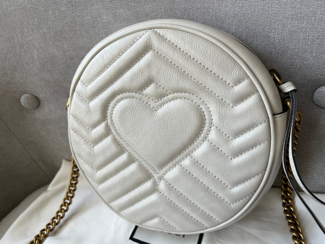 Gucci GG Round White Marmont Small Shoulder Bag (RRP £1,160)