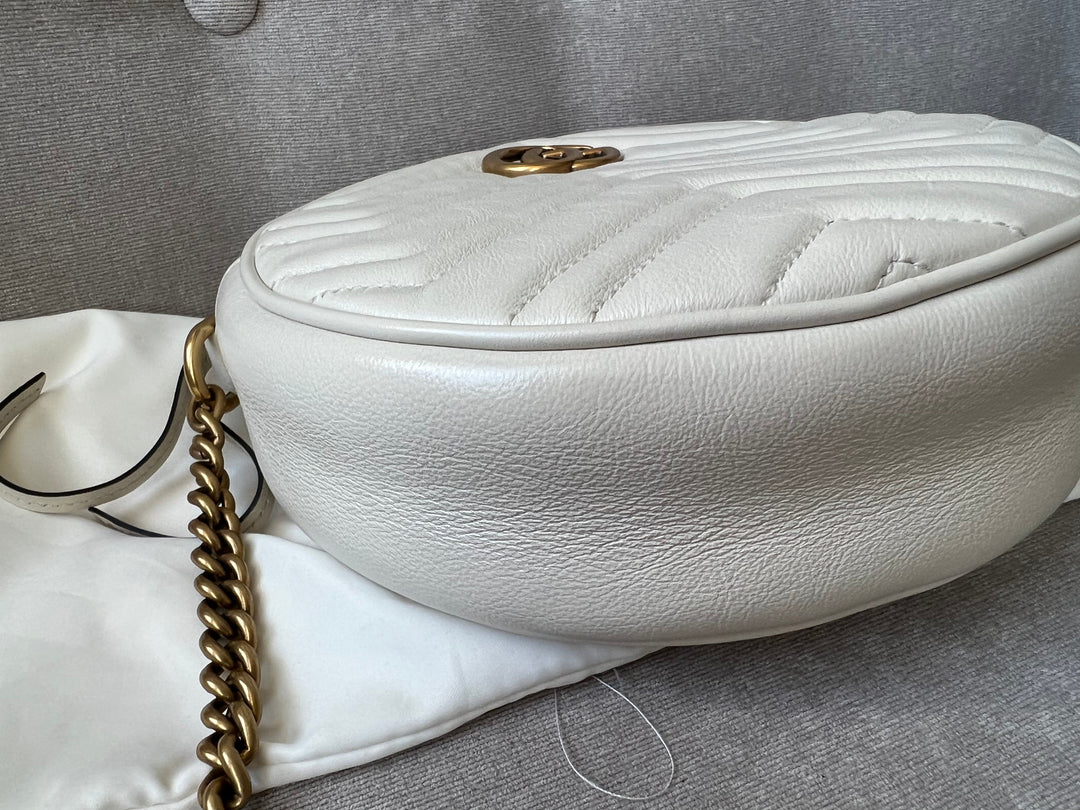 Gucci GG Round White Marmont Small Shoulder Bag (RRP £1,160)