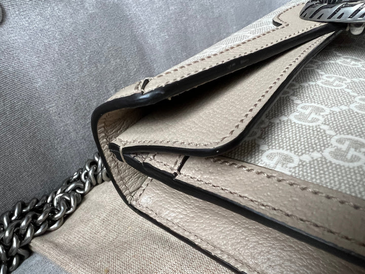 Gucci Dionysus GG Small Shoulder Bag in White and Beige Canvas (RRP £2,130)