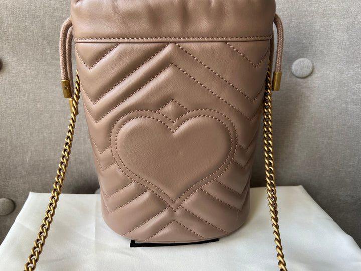 Gucci GG Dusty Pink Marmont GG Mini Bucket Bag (RRP £825)
