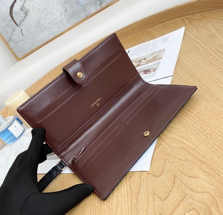 Top Quality Chanel leather black wallet