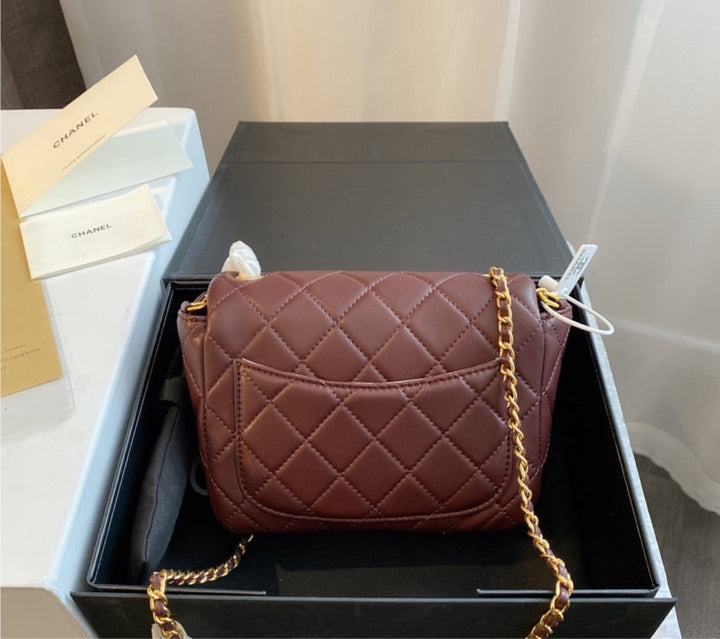 Burgundy Top Quality Chanel woman handbag