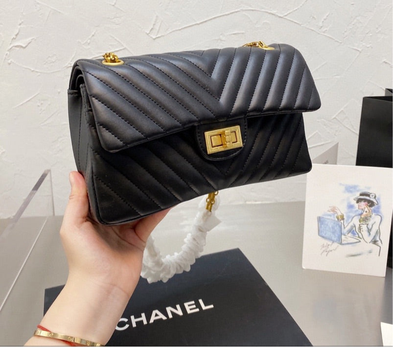Black Top Quality Chanel woman handbag