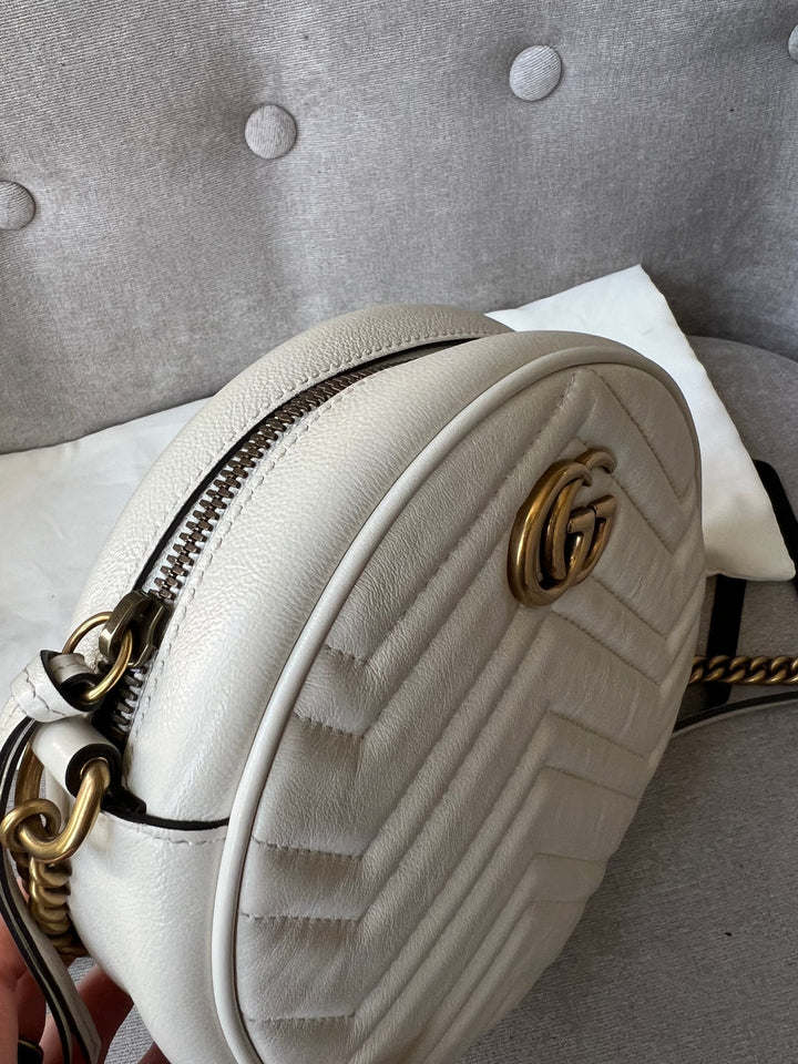 Gucci GG Round White Marmont Small Shoulder Bag (RRP £1,160)