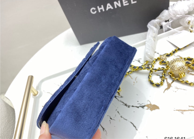 Blue suede Top Quality Chanel woman handbag