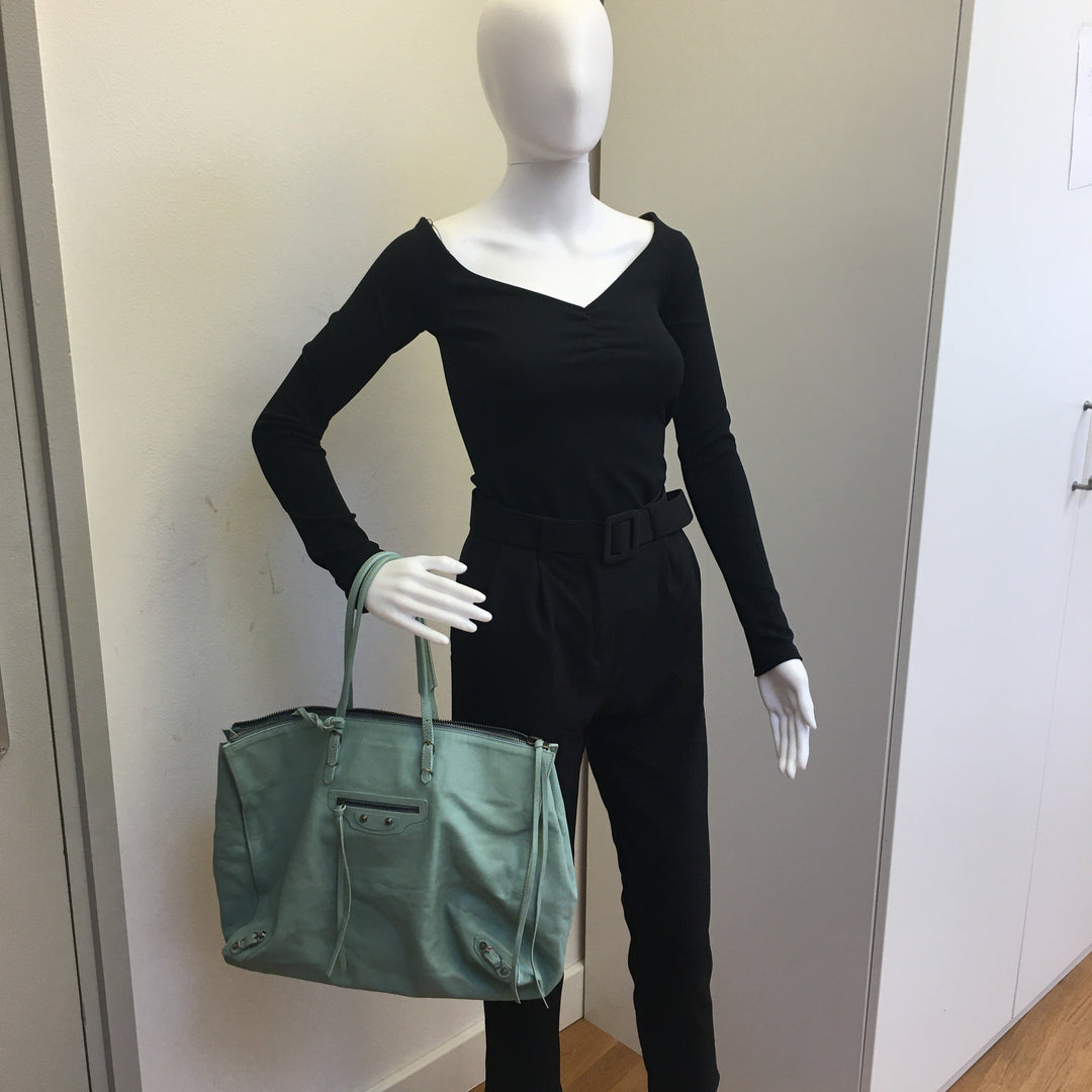 Top Quality Balenciaga Papier Shoulder Bag in Blue Leather