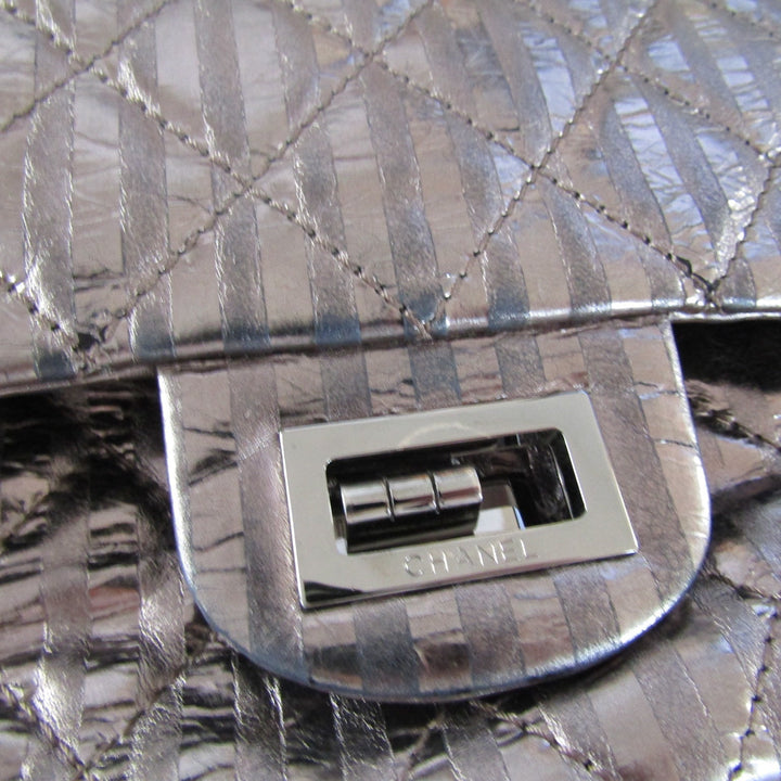 Chanel 2.55 Reissue 227 Double New Metallic Striped Shoulder Bag