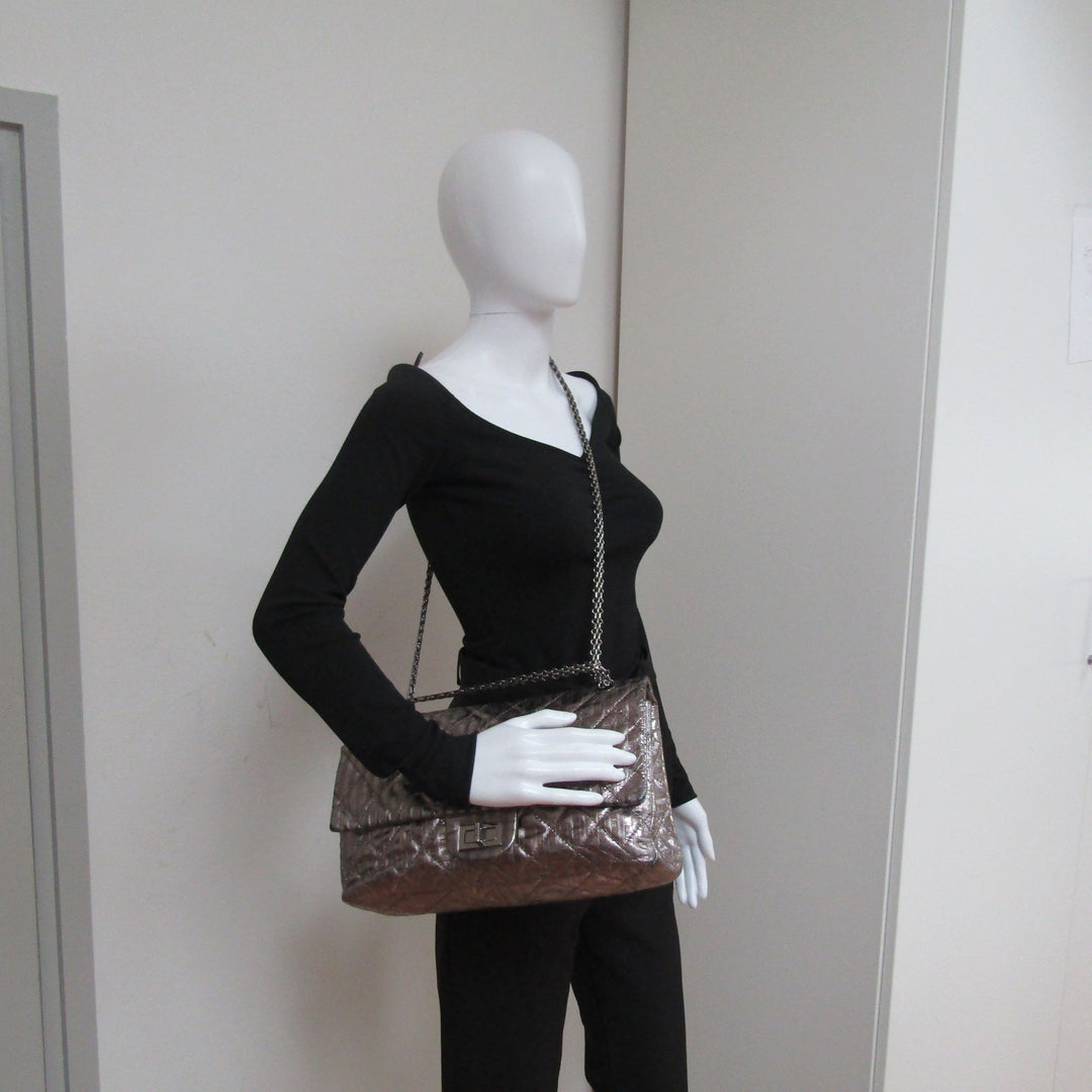 Chanel 2.55 Reissue 227 Double New Metallic Striped Shoulder Bag