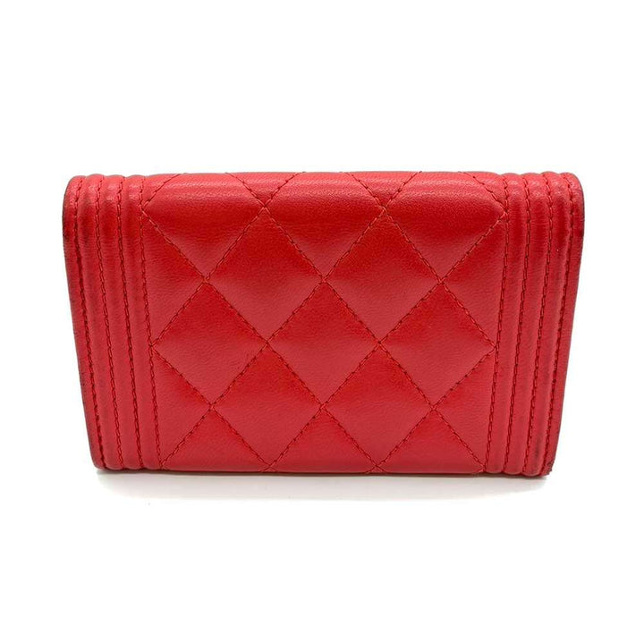 Top Quality Chanel Boy Card Case Red Lambskin