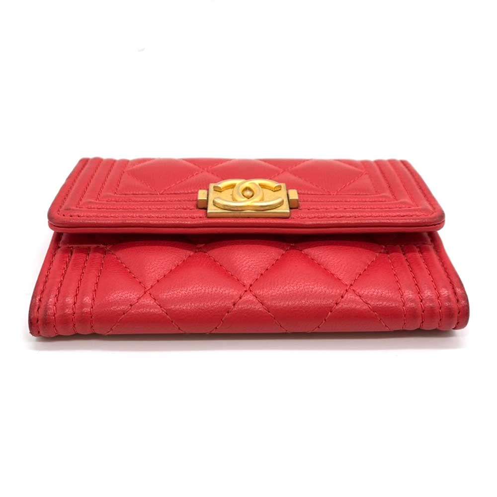 Top Quality Chanel Boy Card Case Red Lambskin