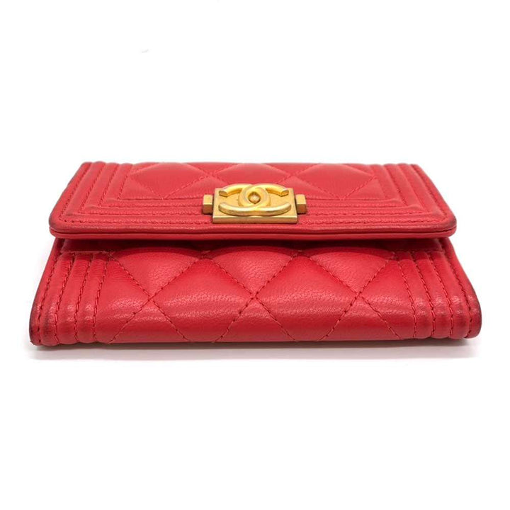 Top Quality Chanel Boy Card Case Red Lambskin