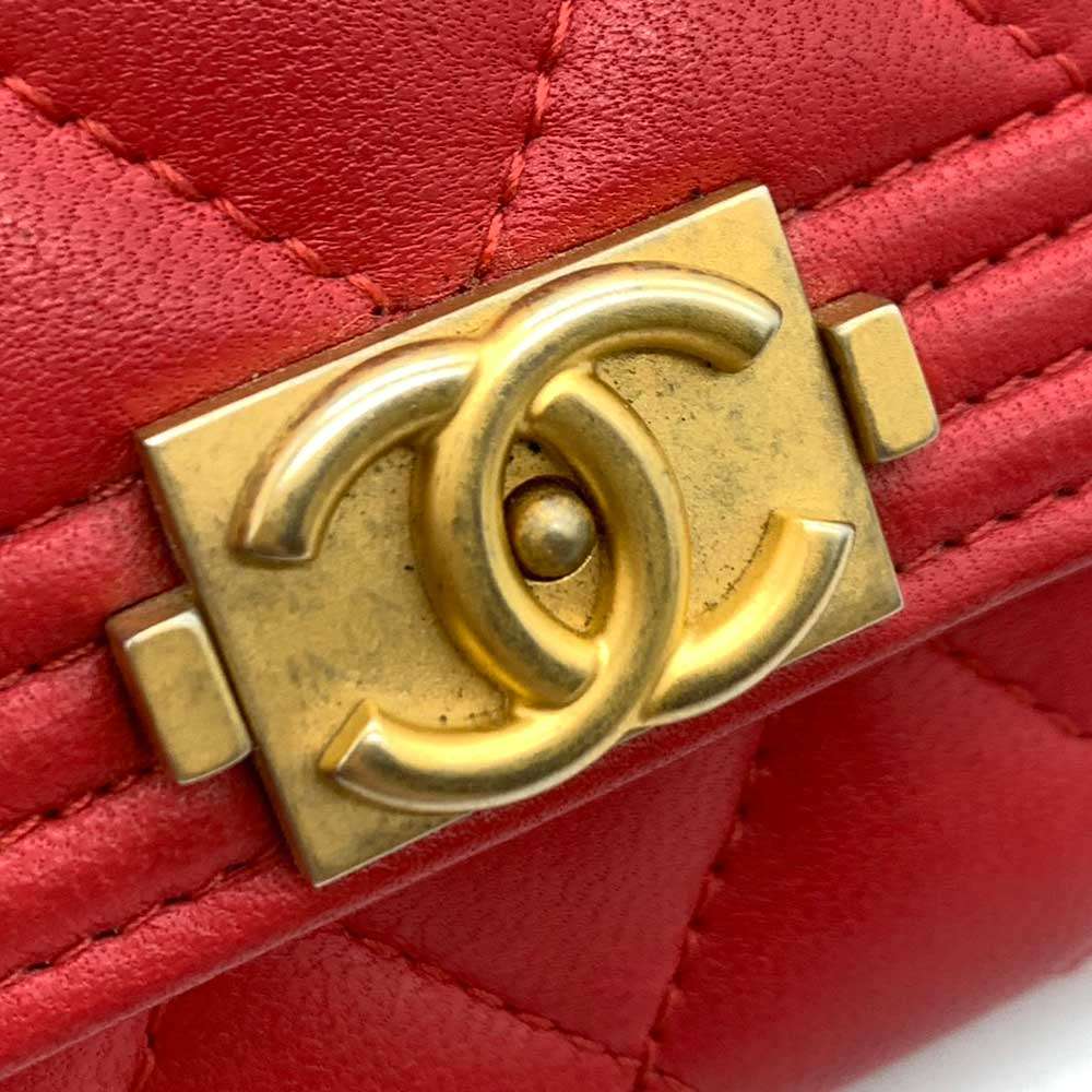 Top Quality Chanel Boy Card Case Red Lambskin