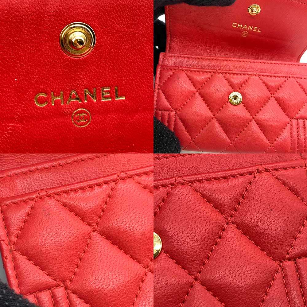 Top Quality Chanel Boy Card Case Red Lambskin
