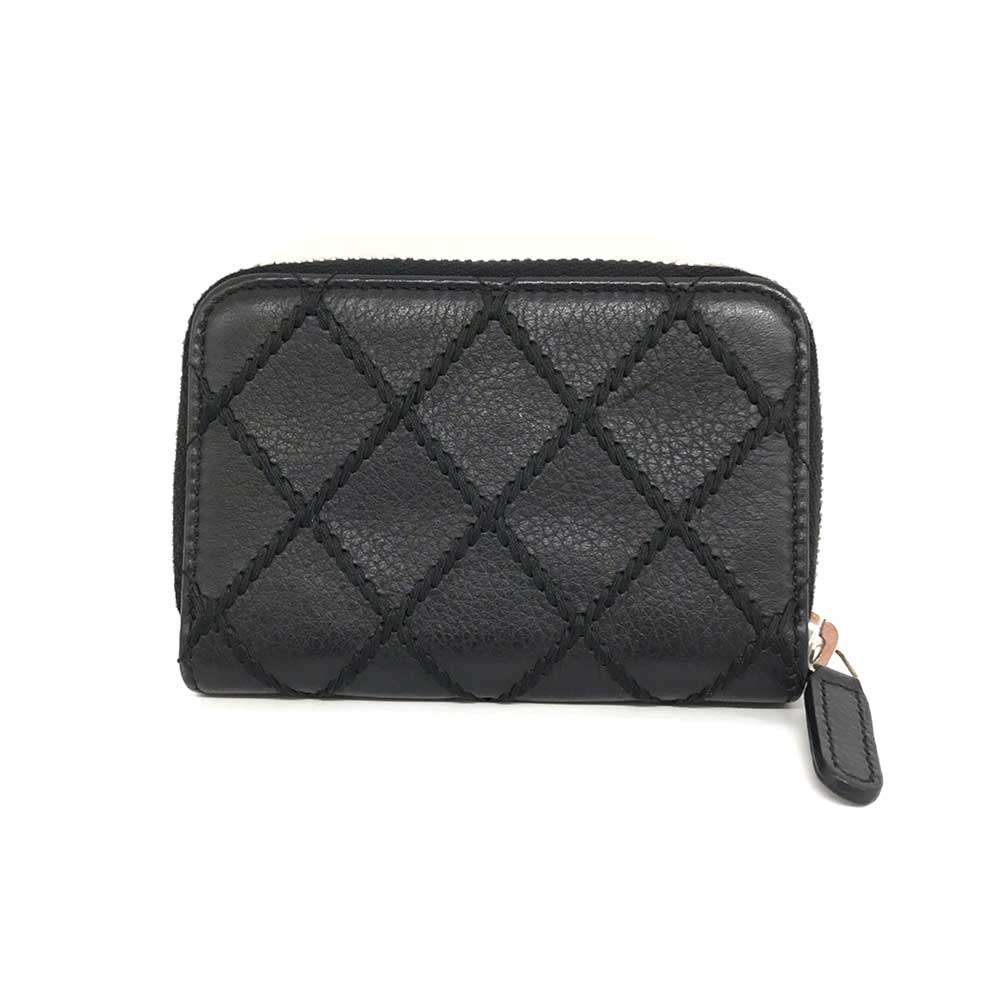 Top Quality Chanel Leather Coin Purse Wild Stitch Black