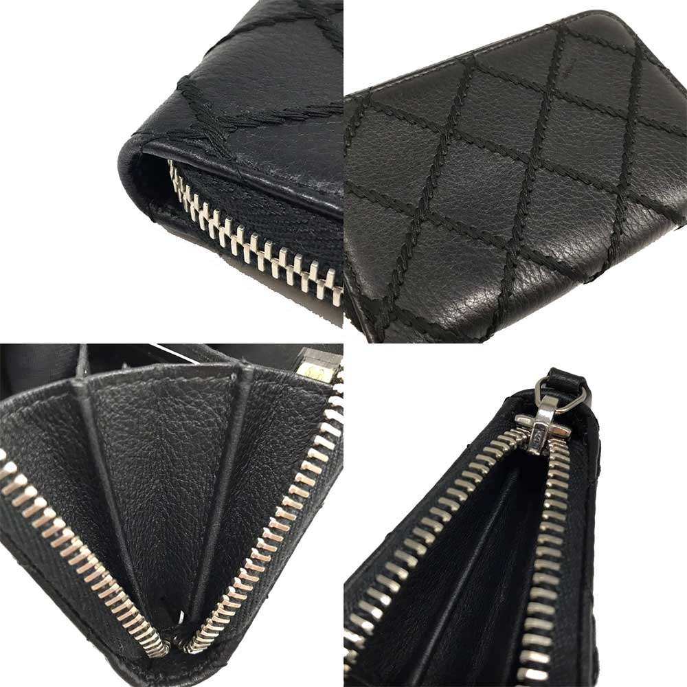 Top Quality Chanel Leather Coin Purse Wild Stitch Black