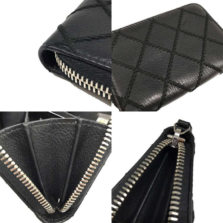 Top Quality Chanel Leather Coin Purse Wild Stitch Black