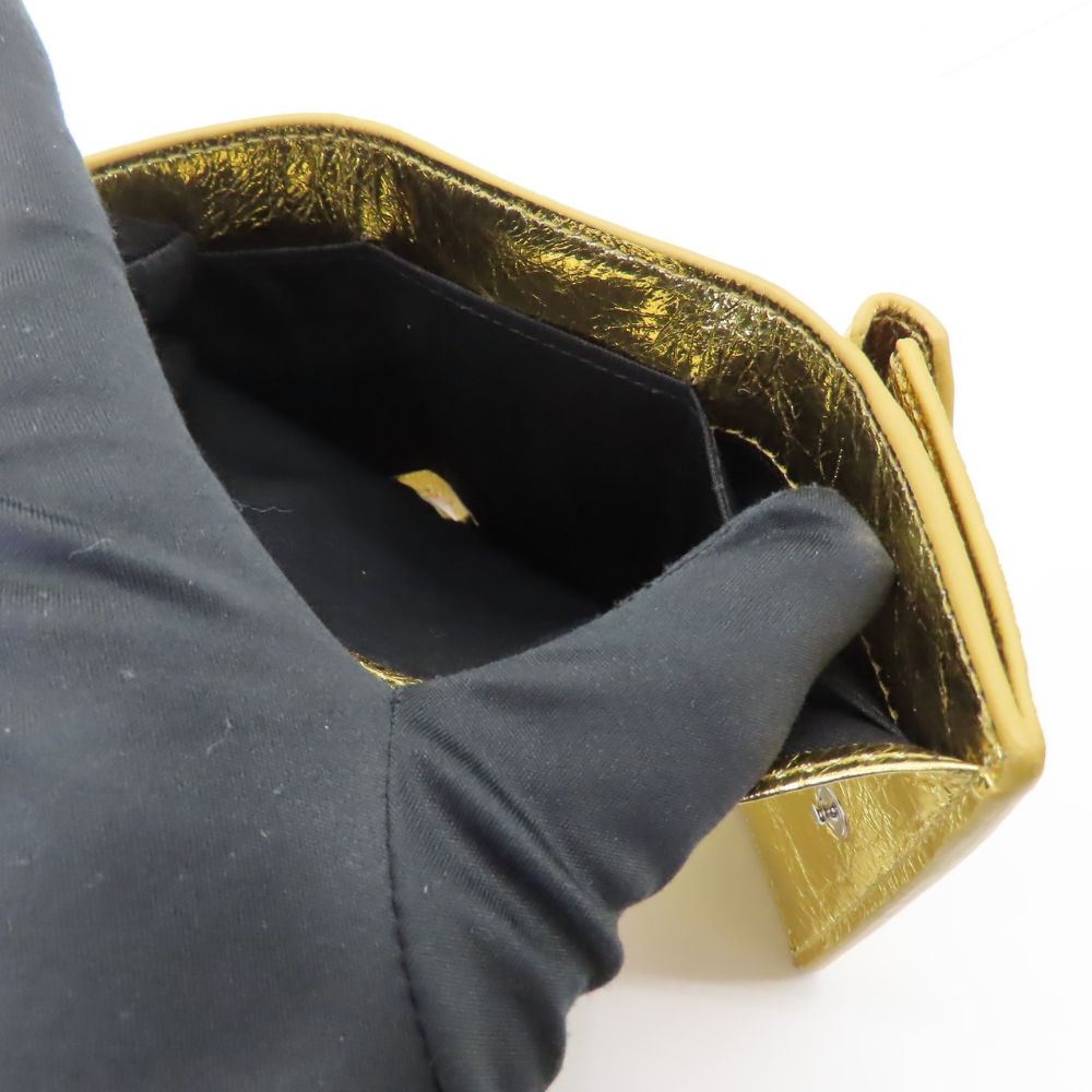 Top Quality Balenciaga Lambskin Mini Wallet Gold