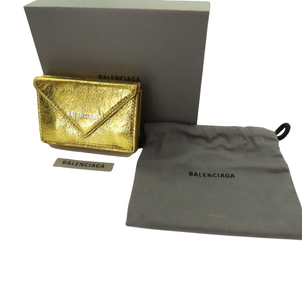Top Quality Balenciaga Lambskin Mini Wallet Gold